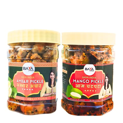 Baya India Combo | Ambar 350g + Mango Chatpata 350g | Traditional Indian Homemade Recipe | Authentic Spicy & Tangy Taste | No Added Preservatives