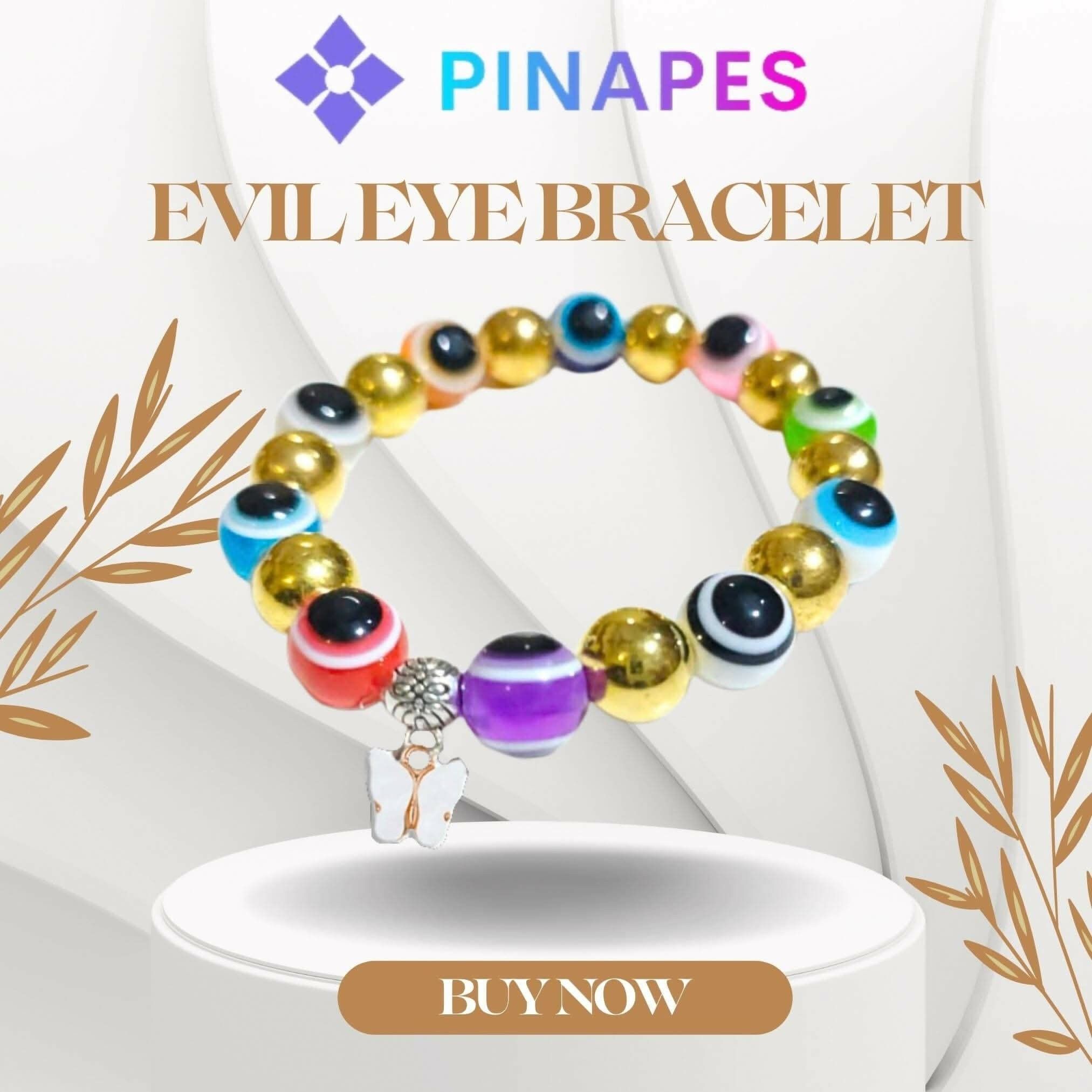 Pinapes Multicolor Evil Eye & Butterfly Beads Bracelet – Stylish Charm for Women