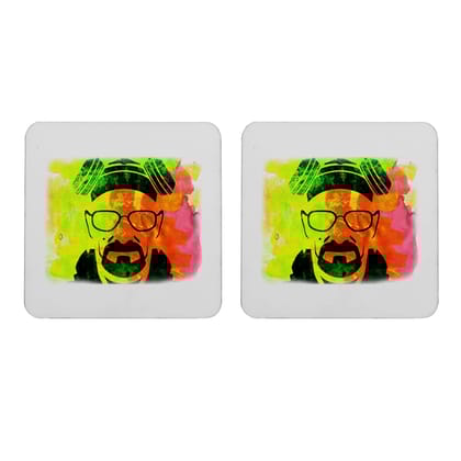 Multicolor Breaking Bad Colorful Walter Vector Set Of 2 Square Wooden Coaster