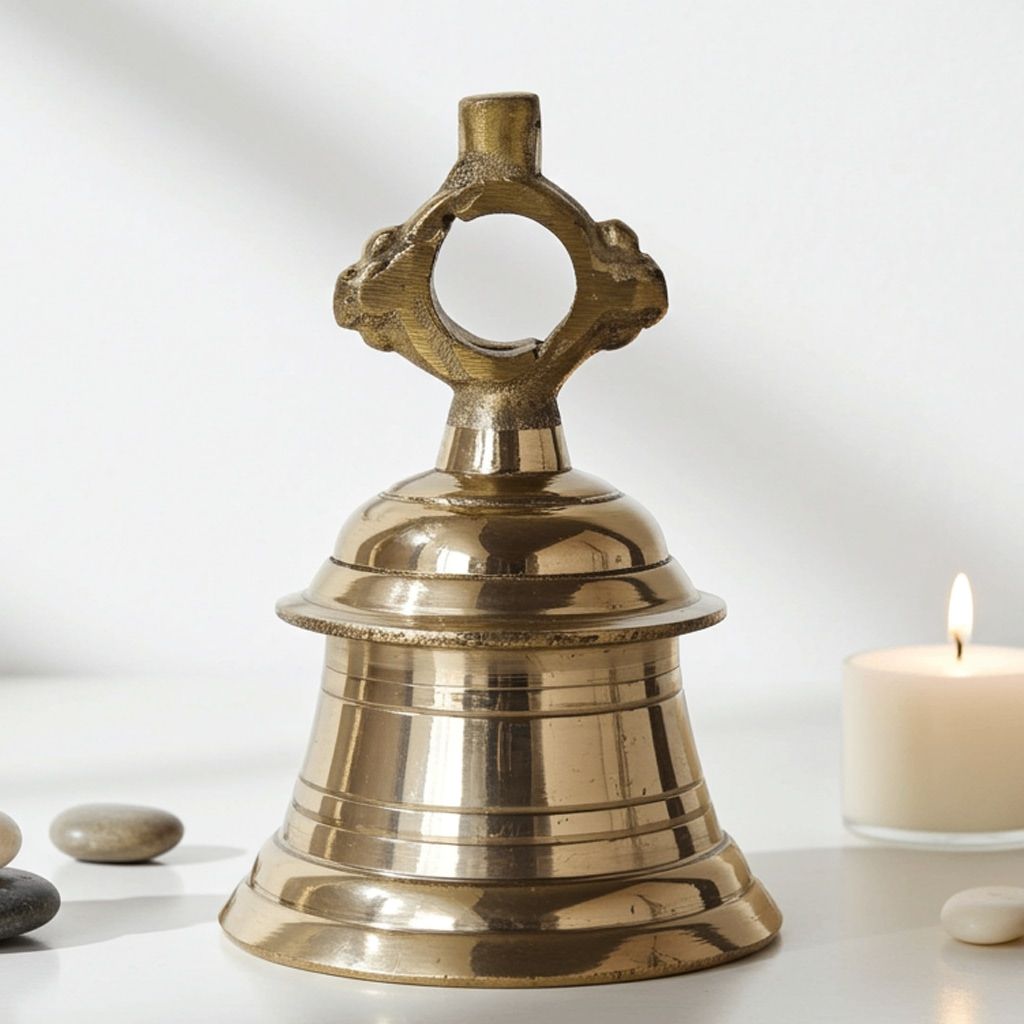 Brass Temple Hanging Ghanta, Hanging Bell, Ghanta 1 KG - Traditional Brass Ghanta for Temple Aarti (ZMAS493 C)