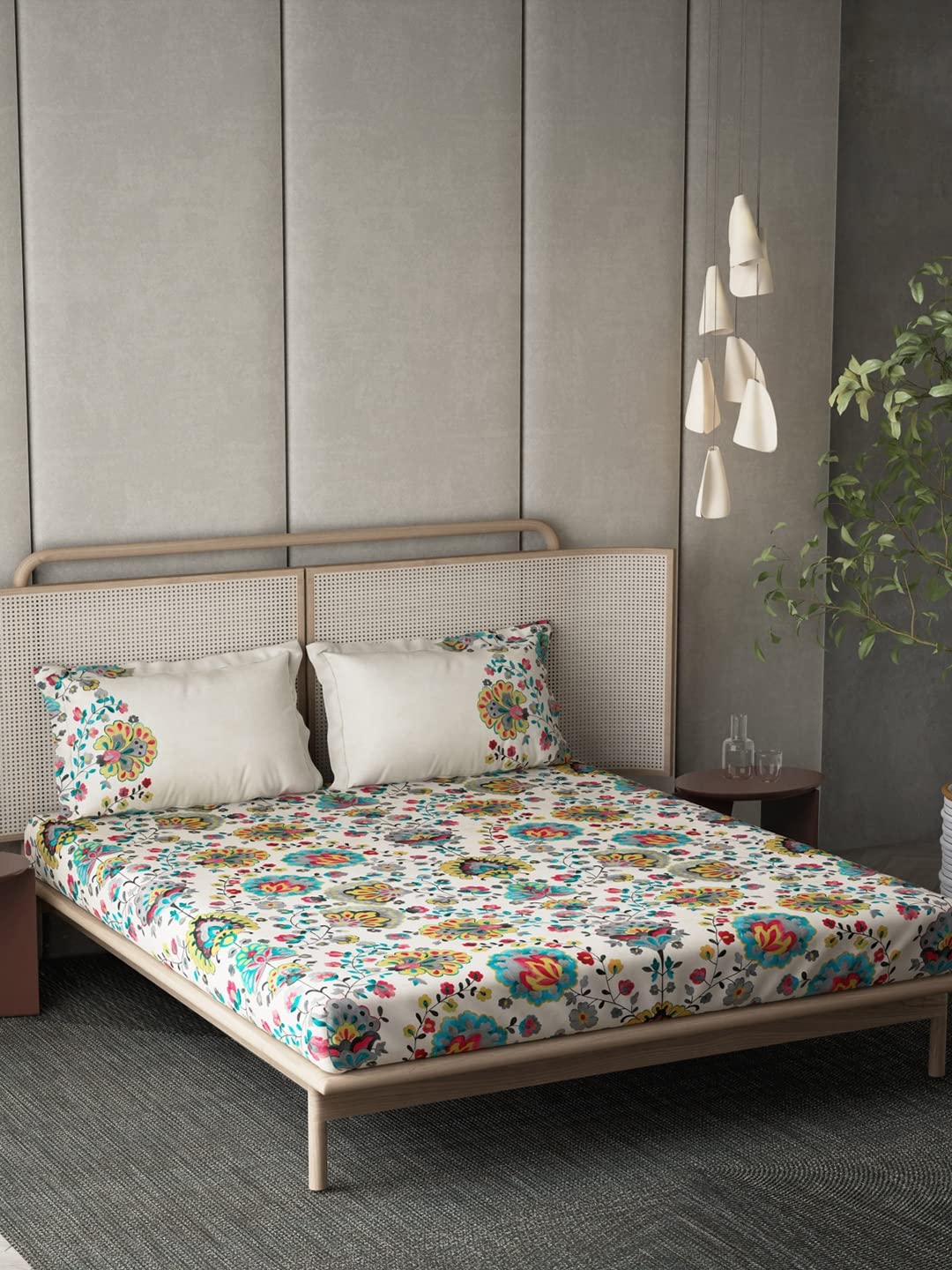 DDECOR - Floral Tales Collection 100% Cotton Ethnic Pattern 136TC Super King |274 CM X 274 CM| Multi