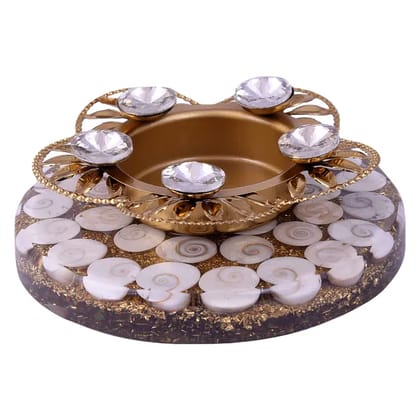 Tealight Holders with Natural Crystal Stone, Decorative,Votive Candle Holder, Tealight Candle Holder for Romantic Candle, Night, Dinner,Wedding,Bathroom, Diwali, Chirstmas(KI_097)  by Krishna Impex