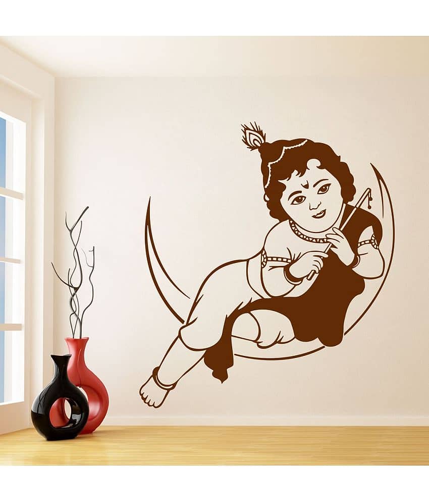 Decor Villa Bal Krishna on Moon PVC Wall Stickers