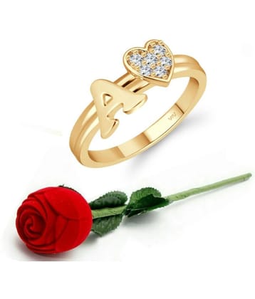 Valentine Initial  A Letter with heart ring alphabet for women and Girls - None
