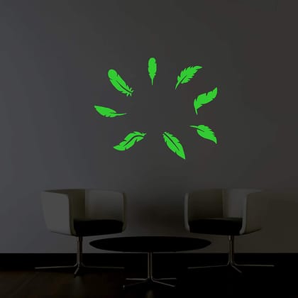 DreamKraft Glow in The Dark Green Leaf Radium Sticker (Green, 20 cm X 25 cm)