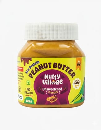 Nutty Village Unsweetened Peanut Butter Combo Creamy and Crunchy 325 g Each
