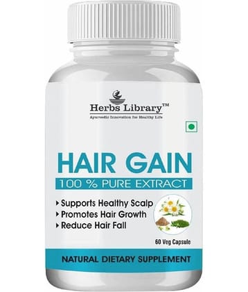 Herbs Library Hair Gain Herbal Supplement for Hair Growth, Remove Dandruff, 60 Capsules
