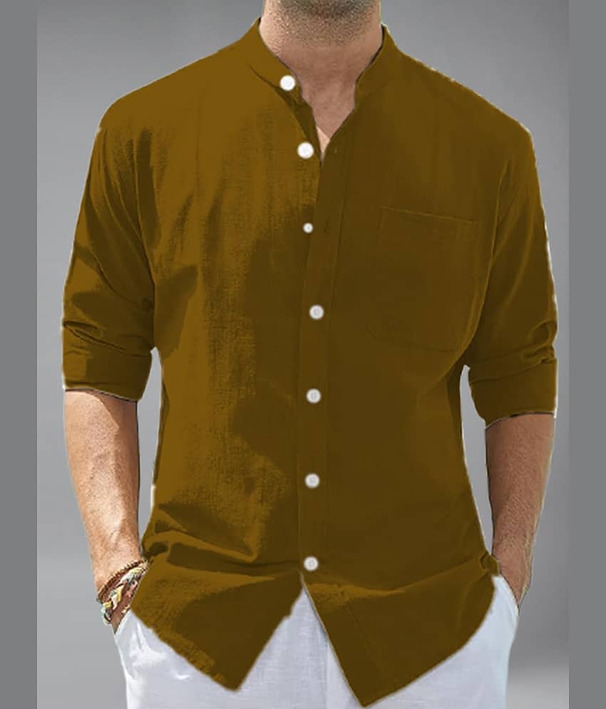 UNI VIBE Cotton Blend Slim Fit Solids Full Sleeves Men's Casual Shirt - Coffee ( Pack of 1 )