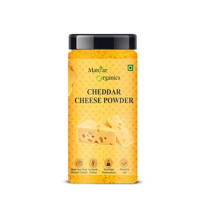 ManHar Organics Cheddar Cheese Powder Jar 125gm | Bold & Creamy Taste | For Popcorn, Sauces, Pasta, Baking & Seasoning | Ready-to-Use