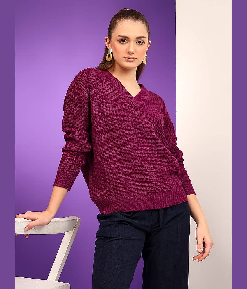 kotty Women Cotton Blend V-Neck Sweater Vest ( Maroon )