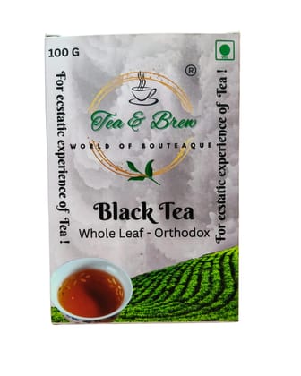 Tea & Brew | Black Tea | Whole Leaf | Orthodox Tea | 100g Box | Pack of 1