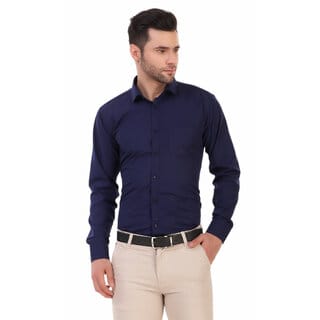 Baleshwar Men Blue Solid Formal Shirt (Pack of 1 )