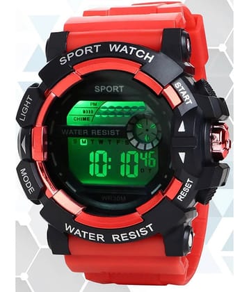 Trex Red Silicon Digital Mens Watch