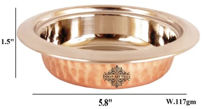 Pure Steel Copper Hammered Design Round Entrée Bowl-250ML