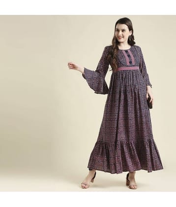 Madhuram Textiles - Blue Cotton Women's Flared Kurti ( Pack of 1 )