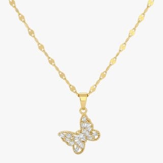 Unique Artificial Gold Plated Butterfly Necklace