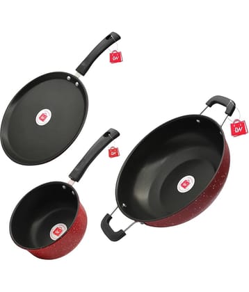 LAZYWINDOW Maroon Hard Anodised Non-Stick Cookware Sets ( Set of 1 )