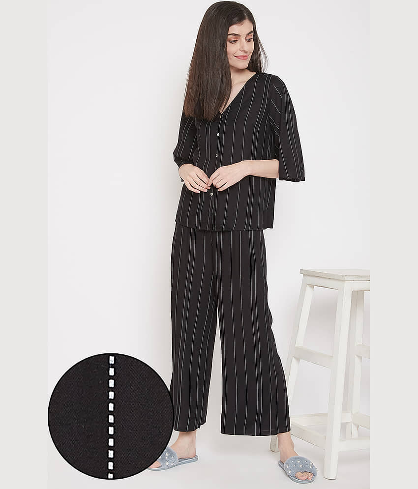 Clovia Rayon Nightsuit Sets - Black Pack of 2