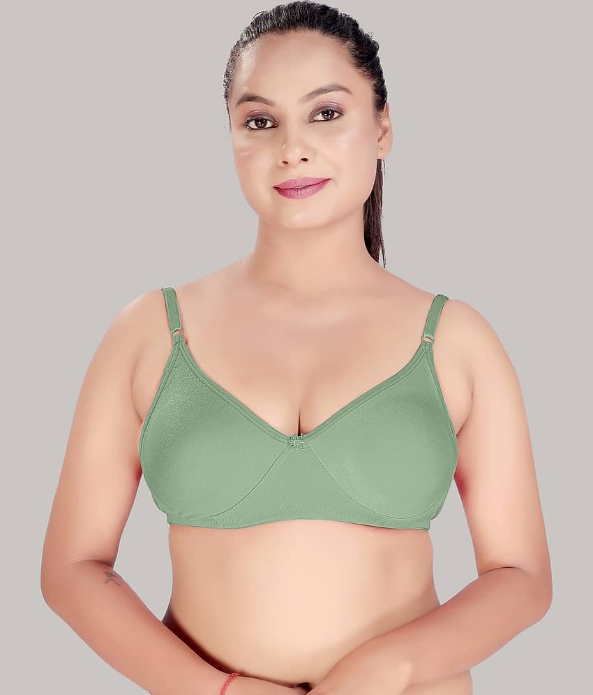 HAYA Cotton Non Padded Women's Plunge Bra ( Green )