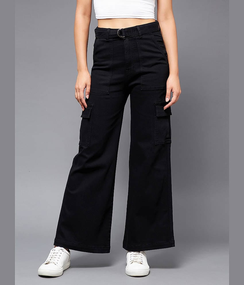 Miss Chase - Black Denim Wide Leg Women's Jeans ( Pack of 1 )