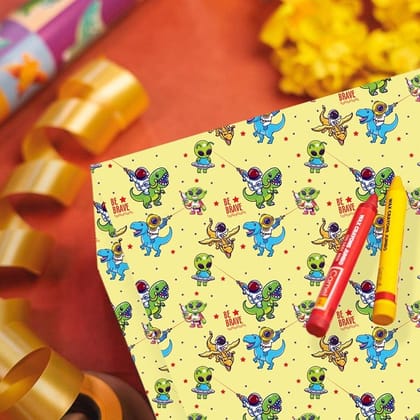 Dinosaur Theme Printed Wrapping Paper Gift Rolls, Gift Paper Sheet For Kids, Ideal for Birthday Return Gifts, Holidays & Gifting on Special Occasions (Size: 19 x 28.5 inch) -  10