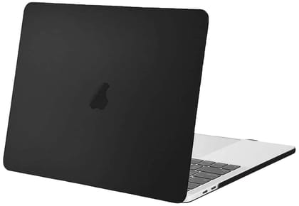 Hi-Lite Essentials Logo Cut Hard Shell Case Cover for Apple MacBook Air M1 13 inch [2020 2019 2018 Release] M1 A2337 A2179 - Black (Keyboard Guard Free Inside)