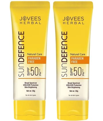 Jovees Herbal Sun Defence Cream SPF 50 Broad Spectrum PA+++ For All Skin Types, 50gm (Pack of 2)