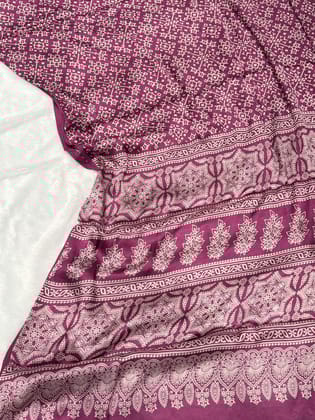 Hot Pink Patola Ajrakh Pure Modal Silk Ajrakh Pallu Saree