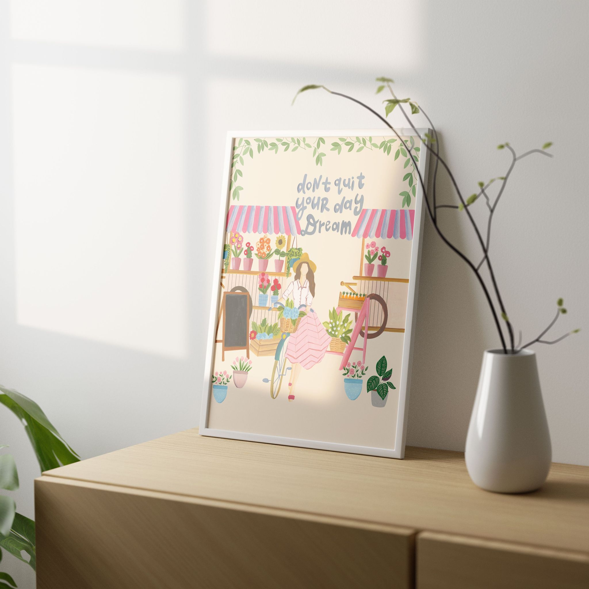 Don't quit Your Day Dream Wall Art Frame-8 X 10 inches / White Frame