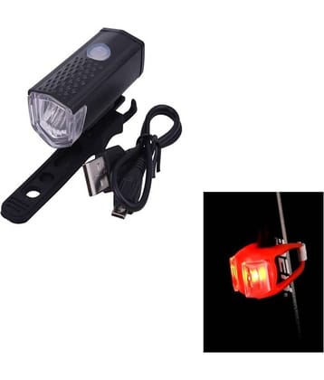 Dark Horse® Bicycle USB Rechargeable LED Headlight with 3 Modes 300 LM Cycling Light Flashlight,Compact in Size with Free Red Silicon 2 LED 3 Mode Light