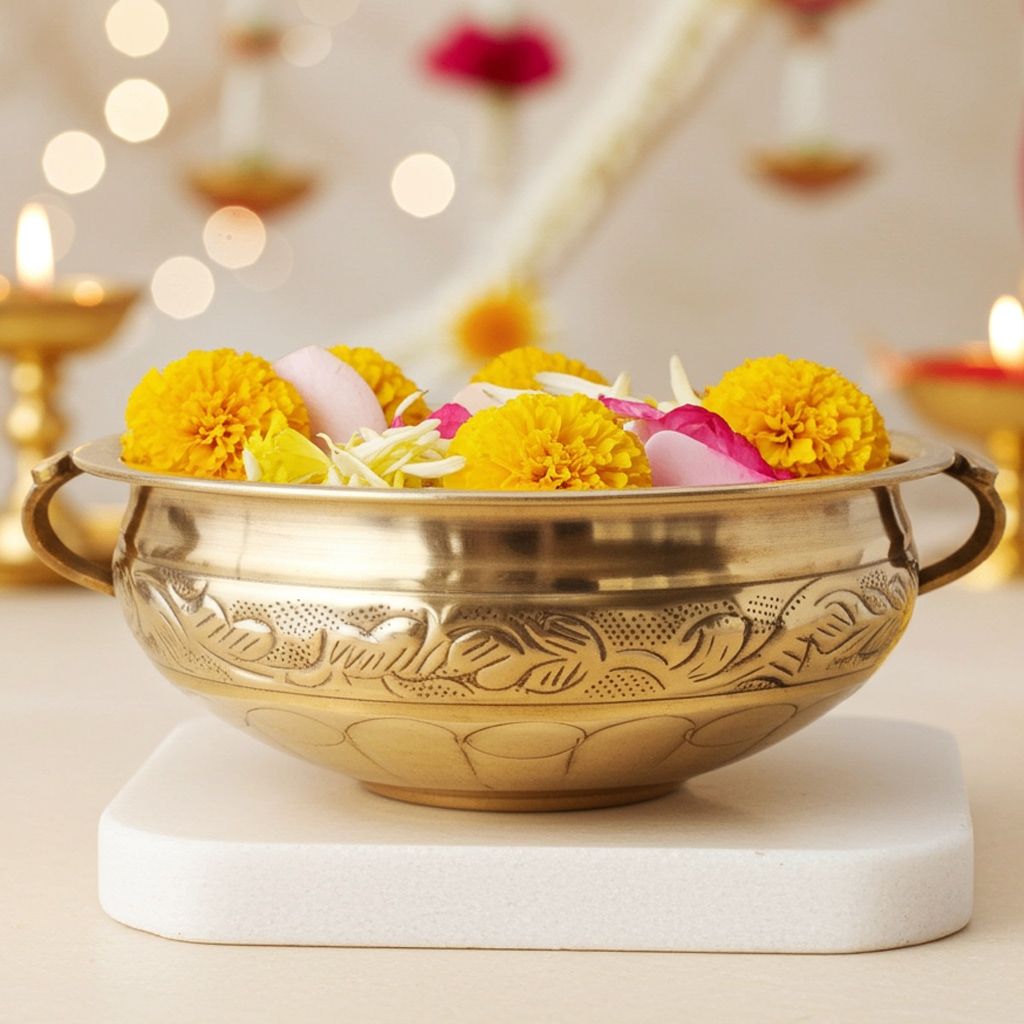 Brass Decorative Urli Bowl � Premium Brass Item, Diameter : 10 Inch (FMAS574 C)