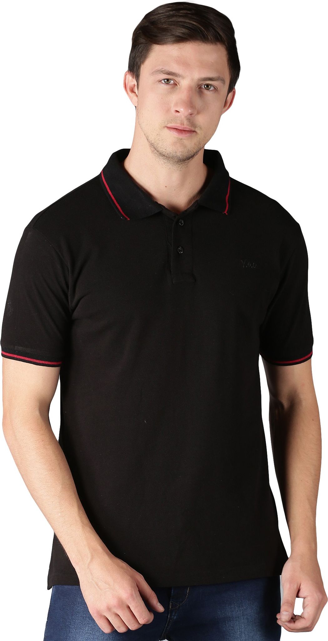 Pure Cotton Black Solid Polo