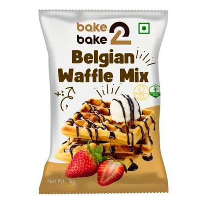 Belgian Waffle Premix 1 Kg (Eggless) - Bake2Bake (No COD)