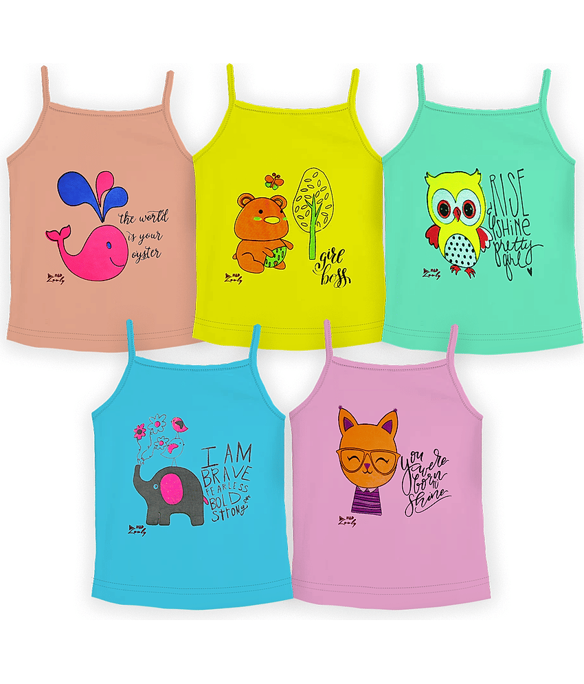 HAP Pack of 5 Girls Cotton Camisoles ( Multicolor )
