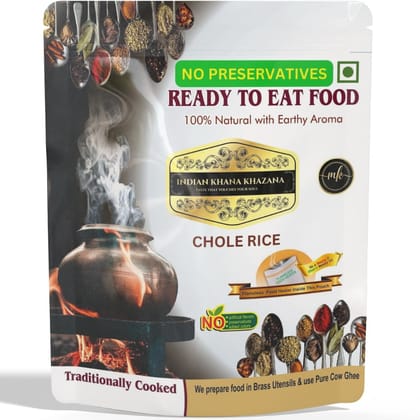 INDIAN KHANA KHAZANA Ready to eat Chole Rice COMBO, No Added Preservative and Colours | Serve Hot Anytime Anywhere with our Flameless Food Heater inside the Pack | Indian Tasty Flavour Ready to Eat Food Chole Rice
