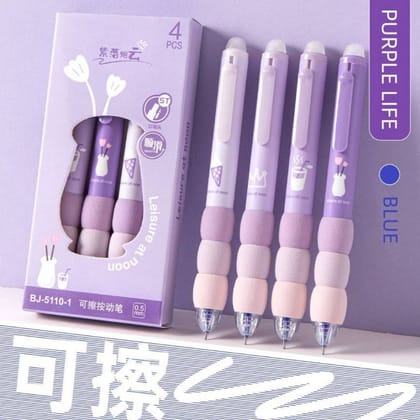 Leisure At Noon Erasable Gel Pen Set (Purple, 0.5mm, Pack of 4) | Smooth Writing | Office & School Stationery Leisure At Noon Erasable Gel Pen Set (Purple, 0.5mm, Pack of 4) | Smooth Writing | Office & School Stationery