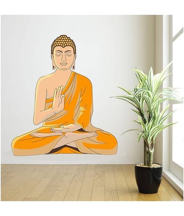 Wallzone Buddha Medium Vinyl Wallstickers (70 cm x 70 cm) Sticker ( 70 x 70 cms )
