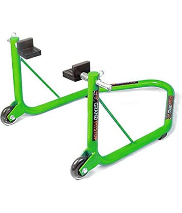 Grand Pitstop Universal Rear Paddock Stand for Motorcycle with Swingarm Rest (Non-Dismantable with Skate Wheels, Green, Motorcycle Weight Up to 350 Kgs)