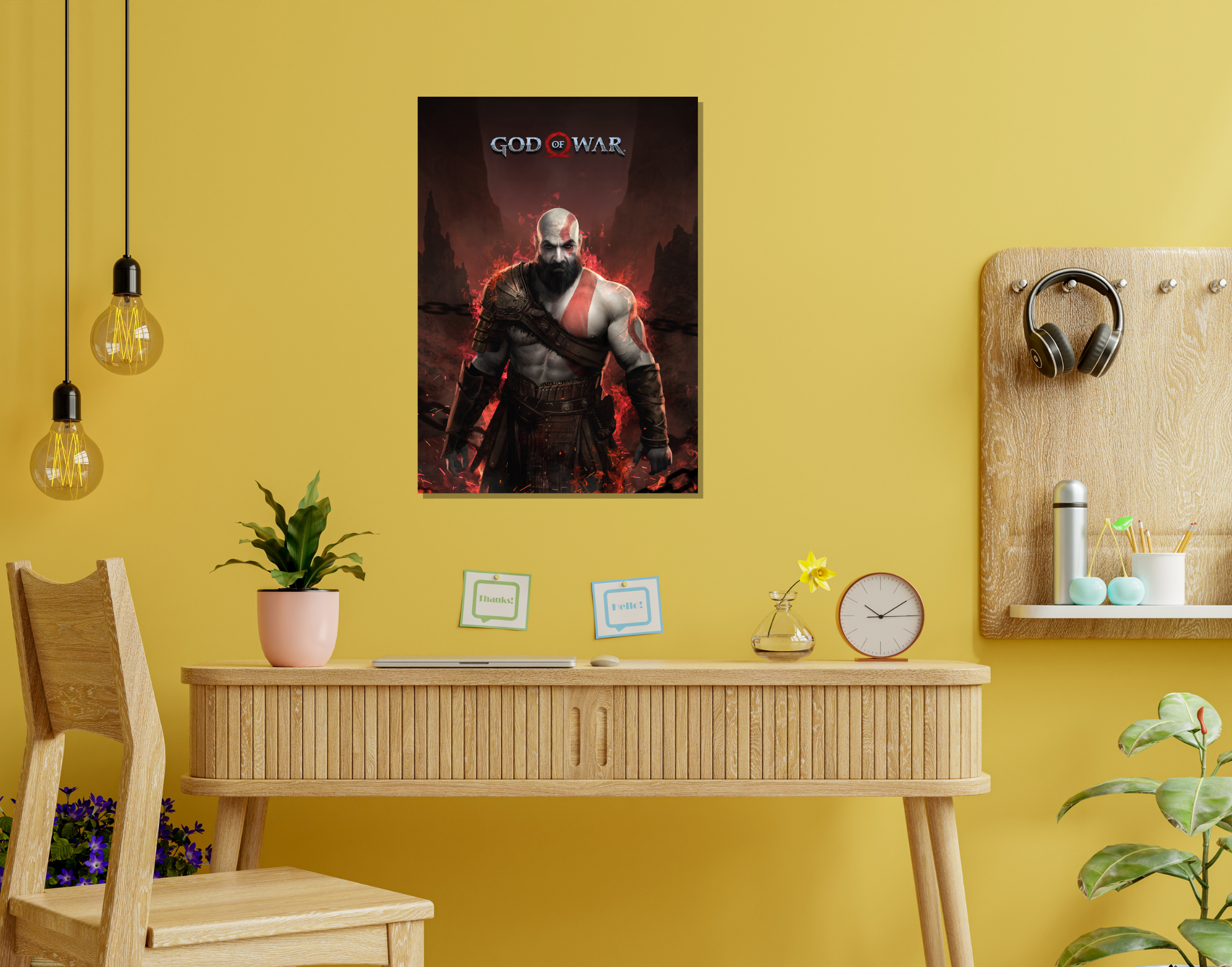 "KRATOS: GOD OF WAR GAMING "- Shiny & Sturdy Metallic Poster  Art That Pops & Sticks (Literally!)-A3