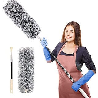 Flexible Microfiber Fan Duster with Long Handle | Dry Duster for Home and Ceiling Cleaning