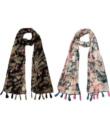 stolevilla Multi Printed Poly Cotton Yarn Stoles ( Pack of 2 )