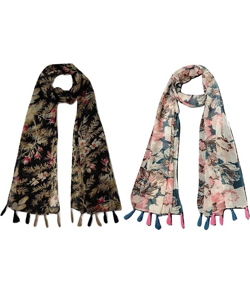 stolevilla Multi Printed Poly Cotton Yarn Stoles ( Pack of 2 )