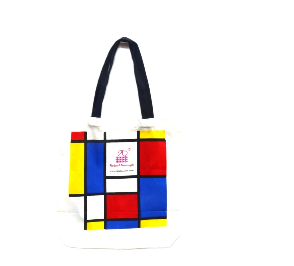 Palak Saxena Multicolor Canvas Tote Bag For Women - 4 Pc, women tote bag, canvas tote bag, printed tote bag, printed canvas tote bag, stylish bags for women
