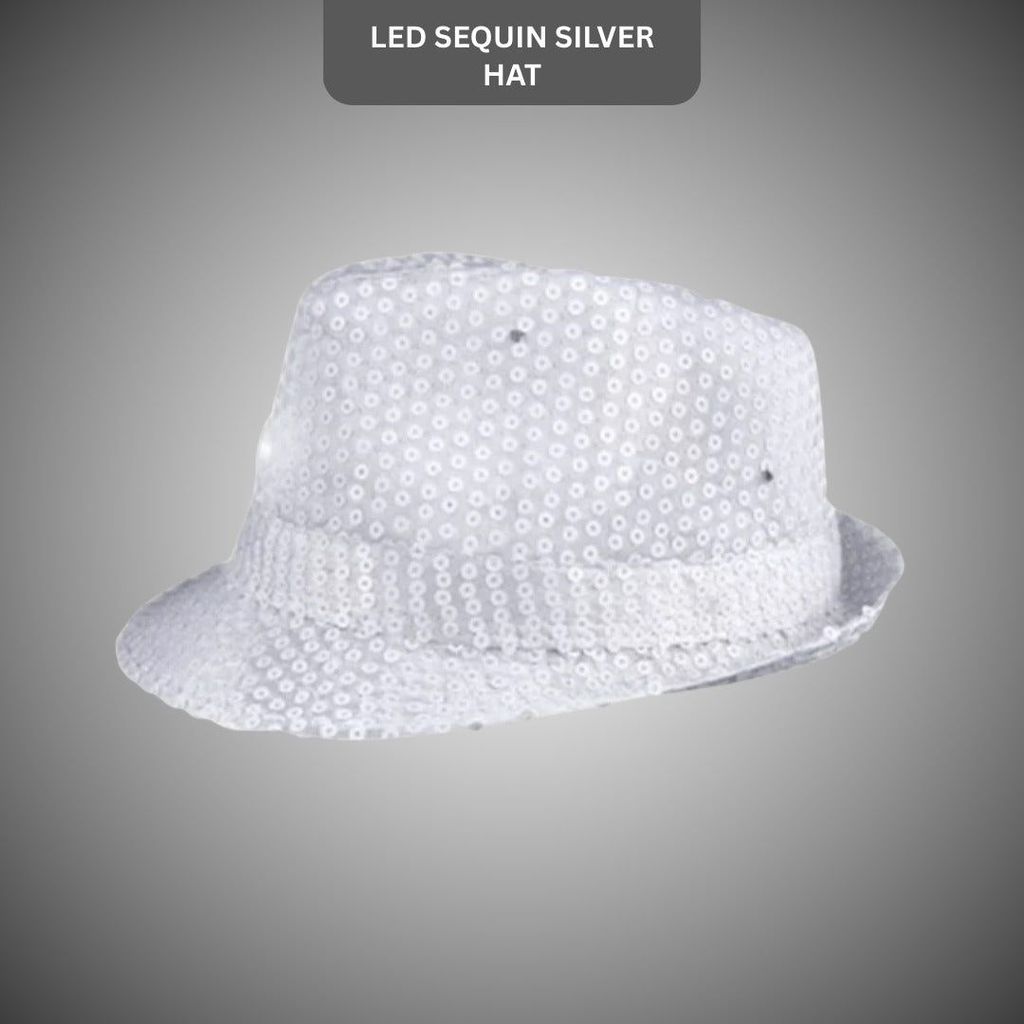 Sequin Light Up Hat Silver - 1PC - Party and Festive Needs | Buy online on ZillyBuy