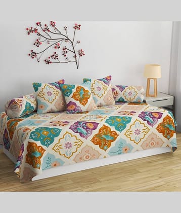 SHOMES Cotton Birds Diwan Set 6 Pcs - Multi