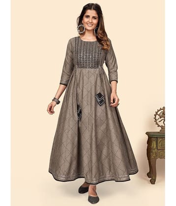 Vbuyz - Brown Cotton Blend Women's Anarkali Kurti ( Pack of 1 )