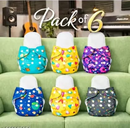Pack of 6 Reusable Cloth Diapers for Babies with Inserts | Soft & Washable