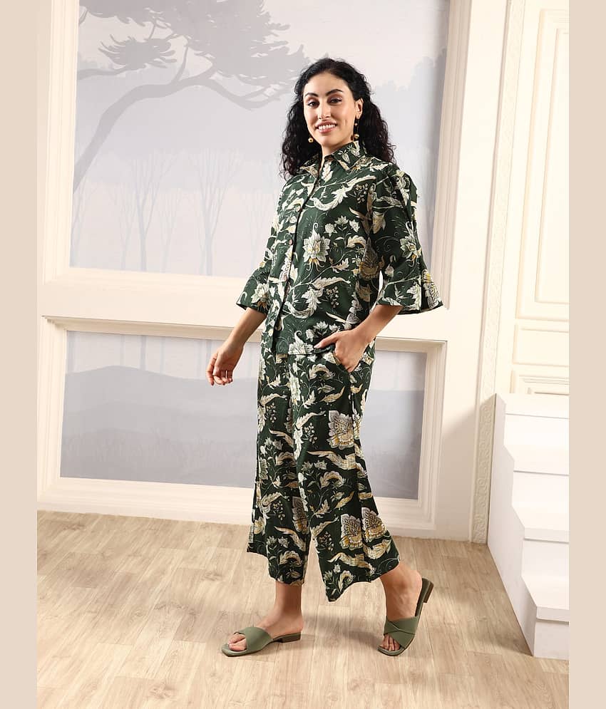 Flavia Creation Women Printed Top With Trousers Co-Ord Set ( Multicolor )