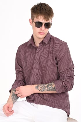 Rose Gold Textured Regular Fit Shirt-S