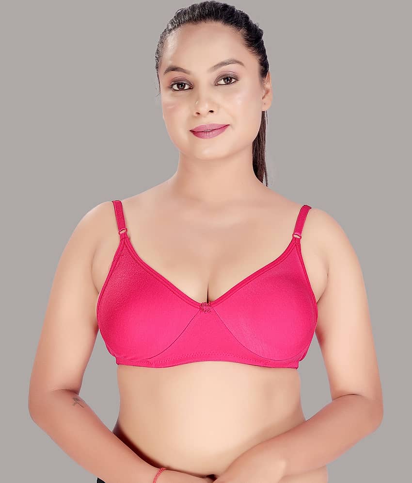 HAYA Cotton Non Padded Women's Push Up Bra ( Pink )